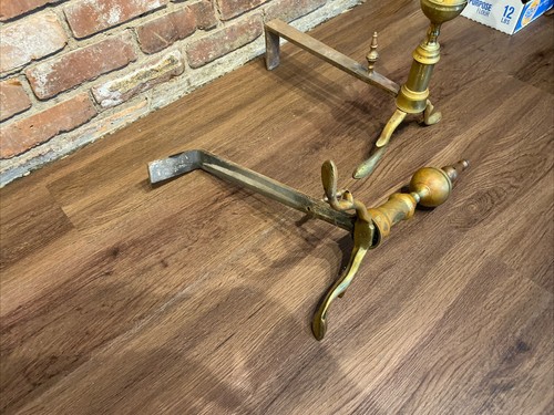 Paar antike Vintage Federal Style Messing Kamin Andirons - Bild 14 von 24