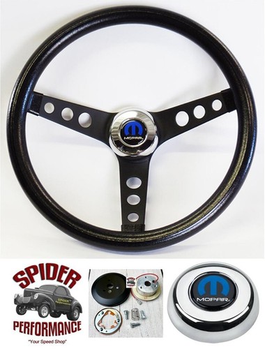 1974-1987 Ramcharger Dodge W pickup steering wheel MOPAR 13 1/2" CLASSIC BLACK - Picture 1 of 11