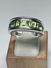 Sterling Silver Natural Peridot Gemstone Ring 5.4g Sz 7.25
