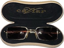 Vintage Caviar Eyeglasses Frames With Case Gold Made In Italy Rare