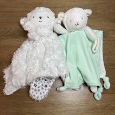 Lot 2 Carter's Lamb Lovey  Just One You White Swirl  Mint Green Blanket Baby