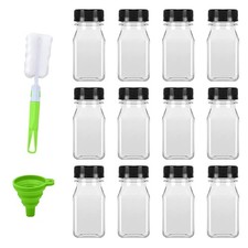 12pcs Transparent Square Juice Bottles for Beverage Storage 120ml