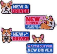 4pcs Funny New Driver Car Magnets, Cute Cartoon Dog Reflective Student Driver Si