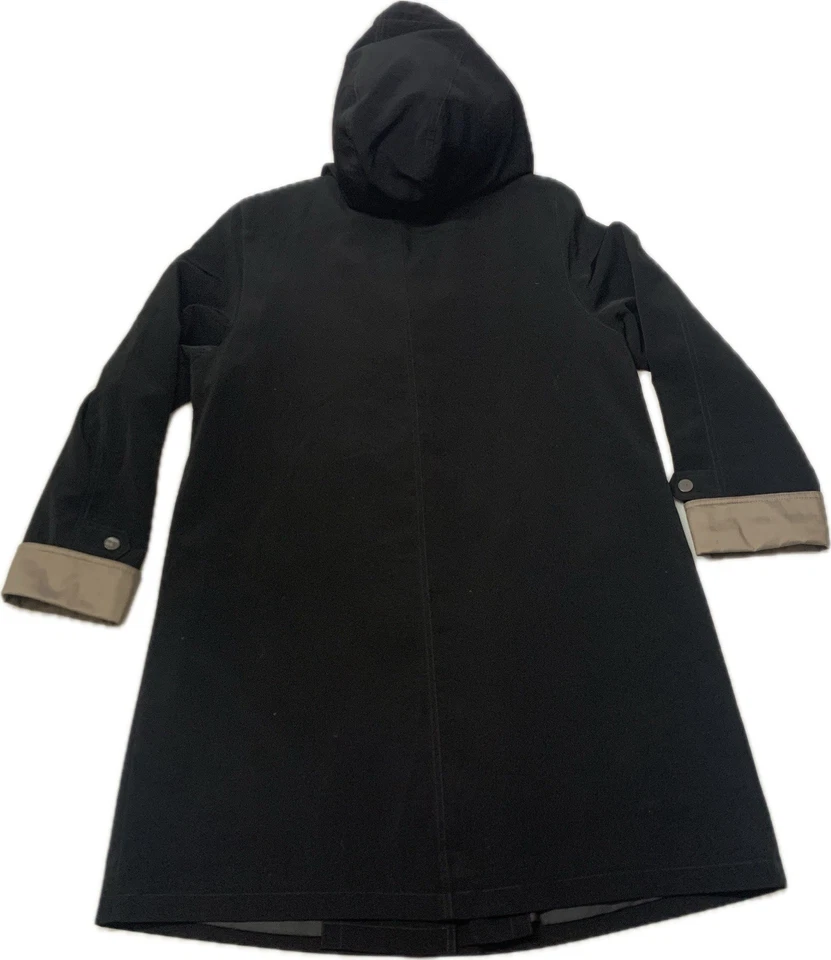 Abrigo de lluvia East 5th para mujer grande trinchera negro marrón forrado 5 bolsillos cierre de botones Foto 4 de 4