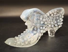 Vintage Mid-Century Fenton Hobnail Cat Head Opalescent Glass Slipper Shoe