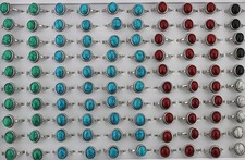 32pcs Wholesale Bulk Lots Classic Ladies Fashion Natural Stone Adjustable Rings