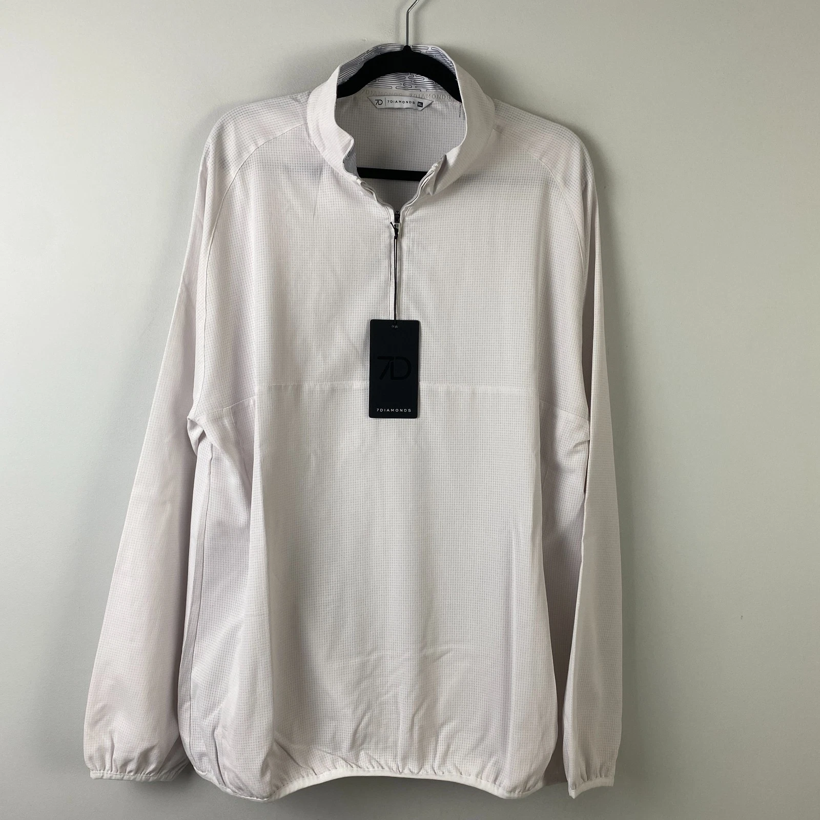 7 Diamonds Oxygenate 1/4 Zip Top Mens XL White Performance Stretch Golf Outdoor