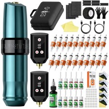 Wireless Tattoo Kit Complete for Beginners Pen Machine with Power Supply Needles