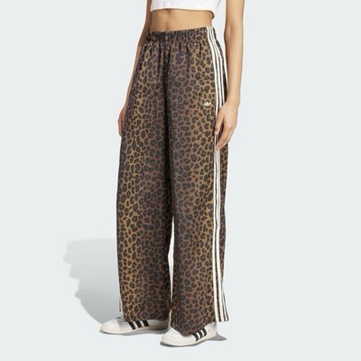 Adidas Satin “Leopard Print” Wide Leg Track Pant Size-S Brown