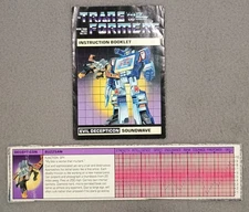 VTG 1984 G1 Transformers Decepticon SOUNDWAVE Instruction Manual  Tech Spec Card