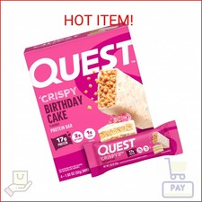 Quest Nutrition Crispy Birthday Cake Protein Bar, 17g Protein, 1g Sugar, 2g Net