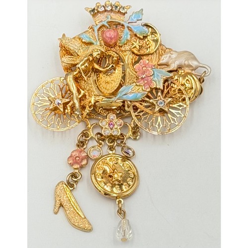 Kirks Folly "Late to the Ball" Cinderella Carriage Rhinestone Charms Brooch