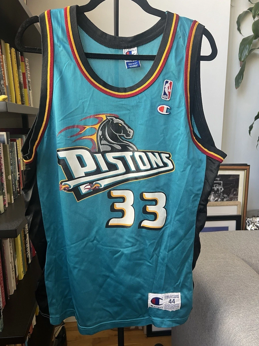 Vintage Grant Hill #33 Teal Detroit Pistons Jersey Champion Mens