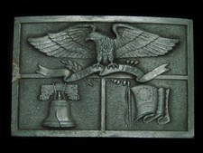 TJ15130 VINTAGE 1970s BICENTENNIAL SYMBOLS OF AMERICAN HERITAGE BELT BUCKLE