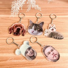 Custom Photo Keychain, Personalized Pet Portrait Keyring, Custom Acrylic Charm