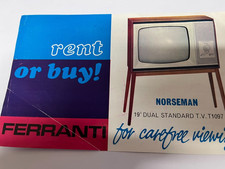 FERRANTI  NORSEMAN T1097 TV 19" ADVERTISING BROCHURE SHACK/WALL ART