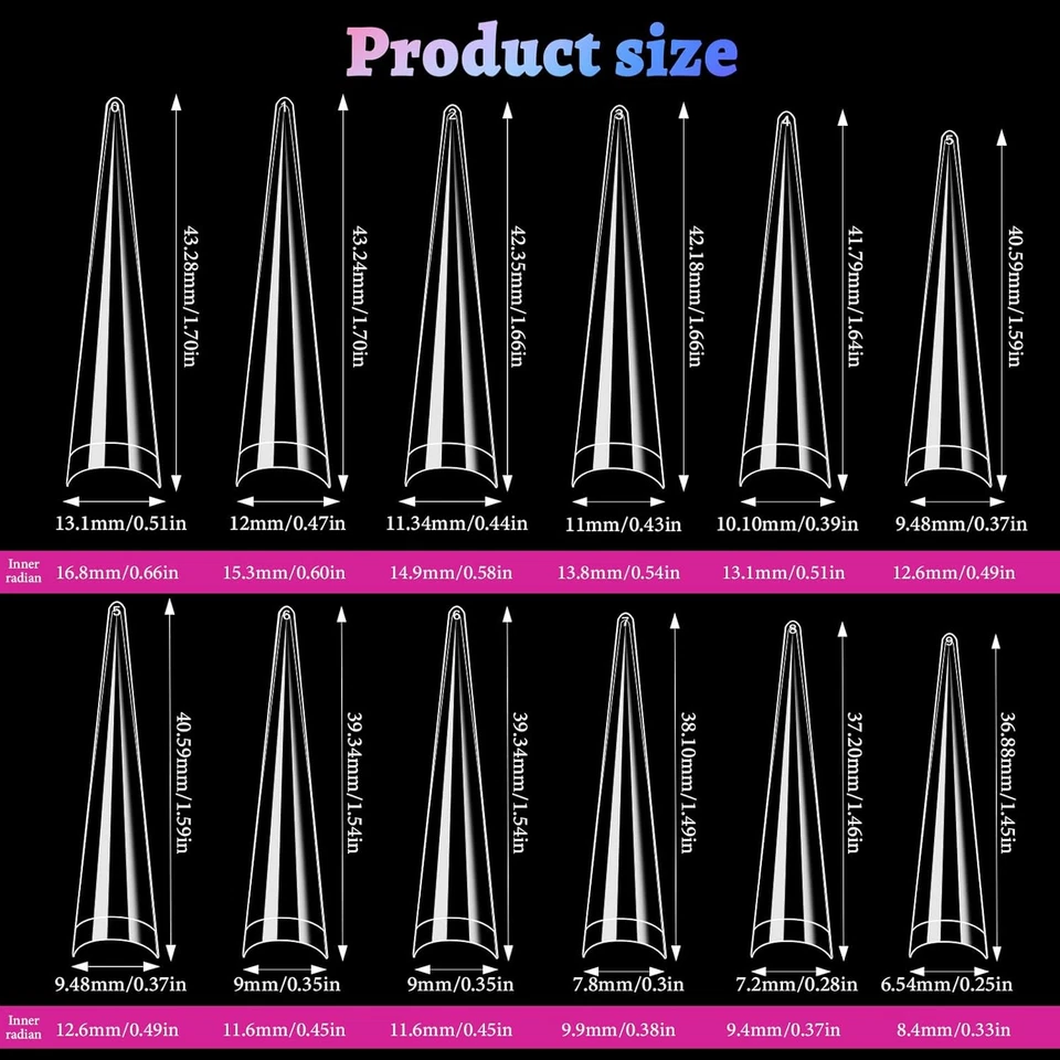 600st Falsche Nagel Tips Extra Lange Transparente Konische Kunstnägel Stiletto B - Bild 2 von 4
