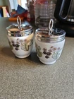 Vintage Egg Coddler Pair With Rasberry Vine Over Milk Glass England