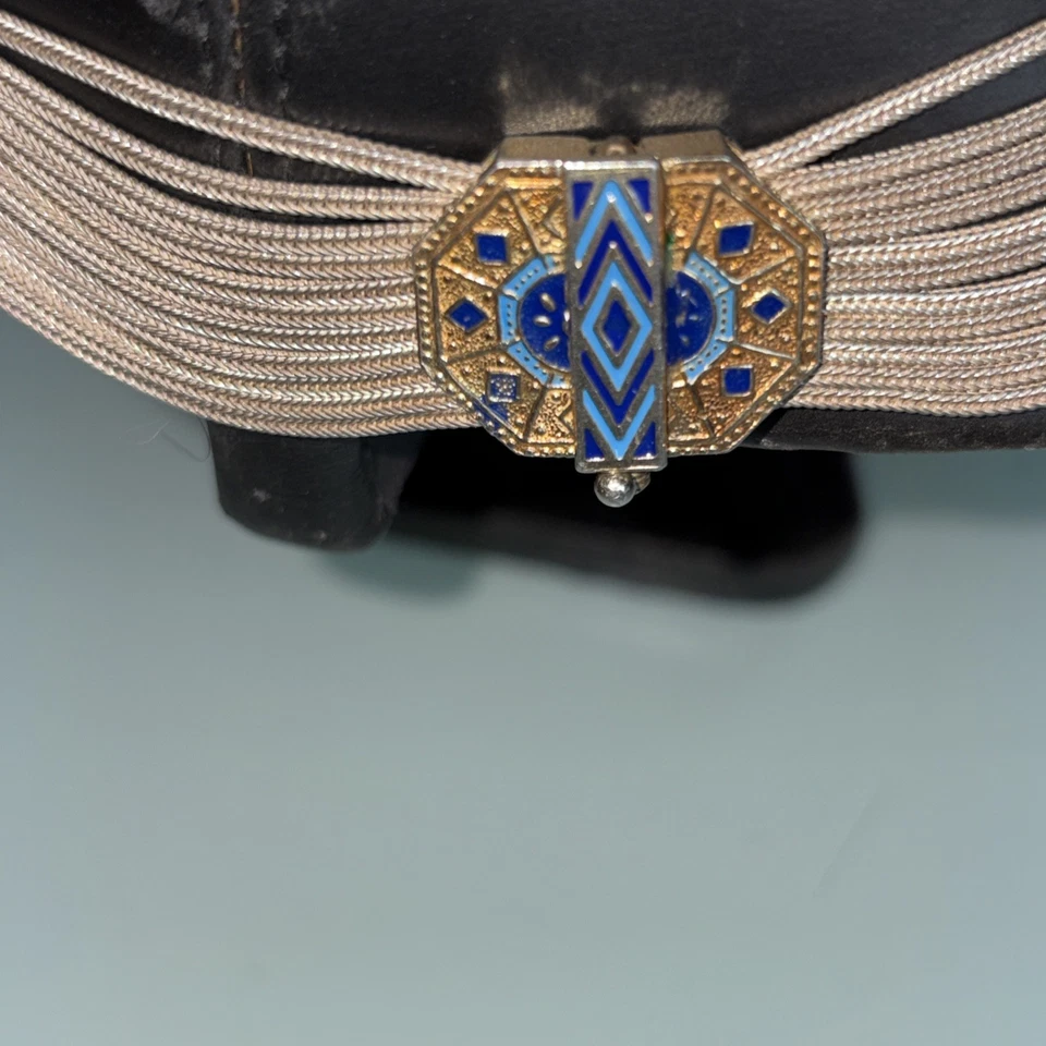 Collana vintage argento sterling 925 collier dorato smalto MANIFATTURA TURCA - Immagine 3 di 4