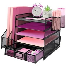 Desk Organizers and Accessories with File Holder, 5-Tier Paper Letter Black