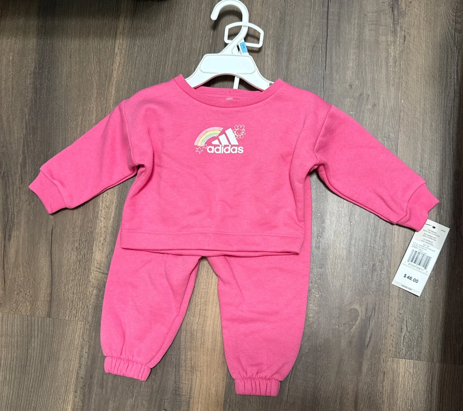 Adidas Baby Infants' Crew 2-Piece Set - Pink 6 Months