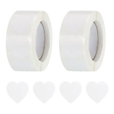 Heart Shaped Sticker 1" Self-Adhesive Love Label White 1000 Pcs