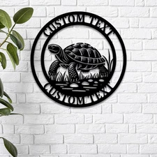 Personalized Tortoise Metal Sign Wall Art, Custom Tortoise Metal Name Sign