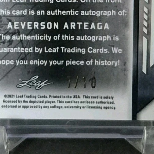 2021 Leaf Metal Draft  Crystals Purple /10 Aeverson Arteaga #BA-AA1 Auto - Image 3 of 3