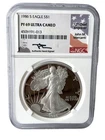 1986-S $1 SILVER AMERICAN EAGLE Proof NGC PF69 ULTRA CAMEO MERCANTI SIGNED SLAB
