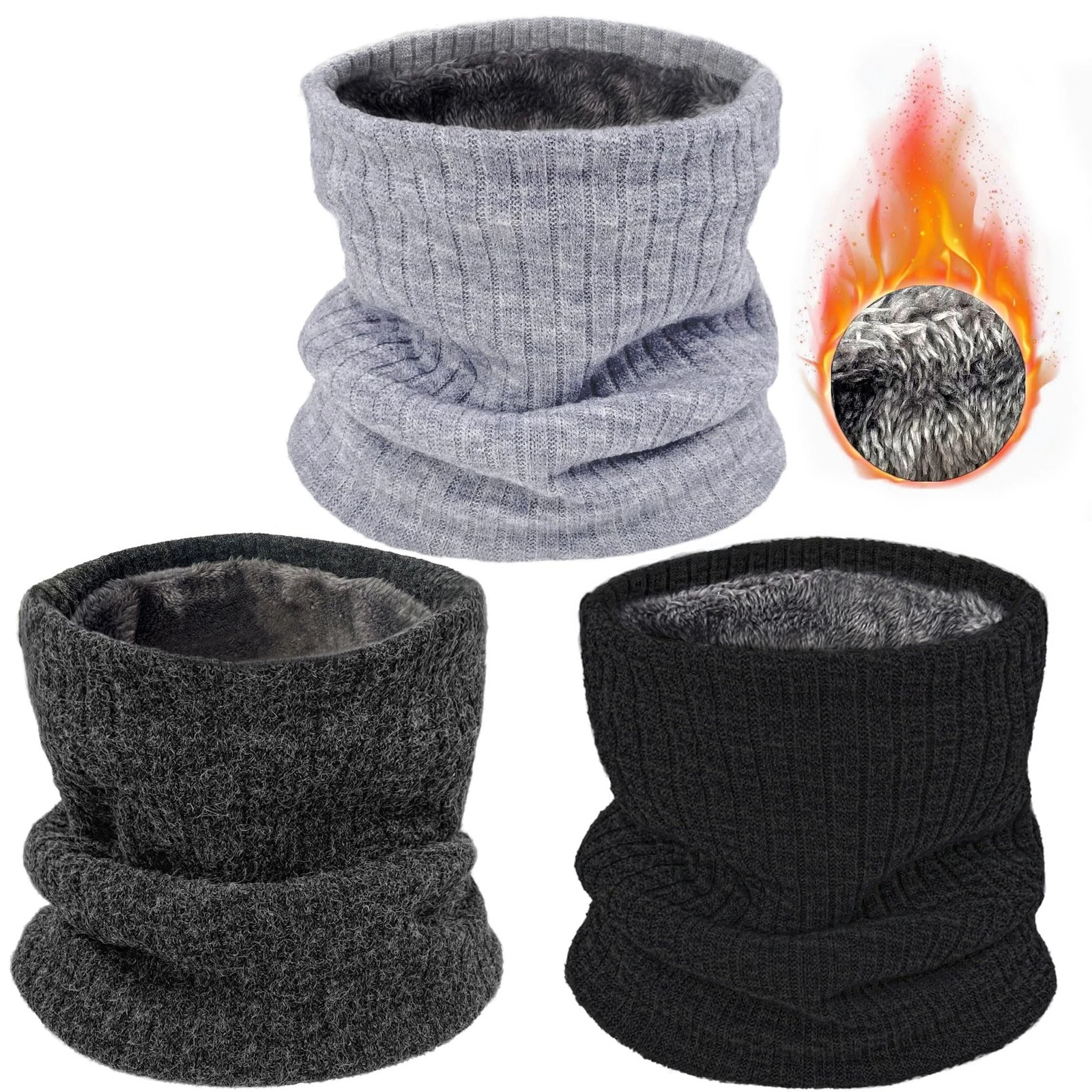 3 Pack Winter Neck Warmer & Ski Mask for Men Women Thermal Warm Fleece Face M...