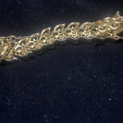 Vintage 7 in Monet filagree viktorianisch goldfarben viktorianisches Armband Sicherheitsverschluss