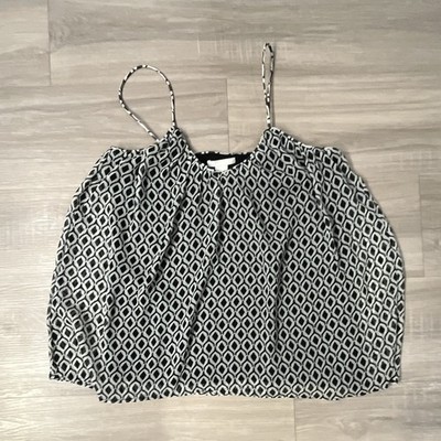 H&M Black & White Geometric Cami Top Size 4 Lined Poly