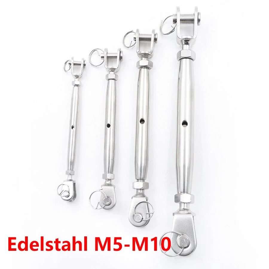 Edelstahl V4A/V2A Wantenspanner M5 M6 M8 M10 bis M24 Gabel Gabel Spannschloss - Bild 2 von 4