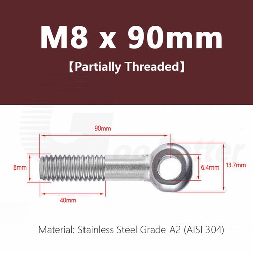 M8 Forged Eye Bolt DIN 444 Catenary Wire Hanging Screw A2 Stainless Steel EyeRod - Picture 23 of 29