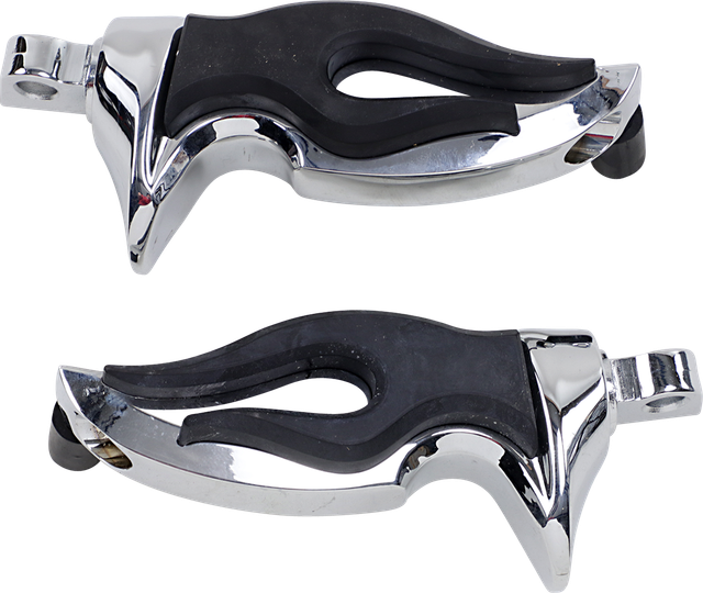 Kuryakyn Chrome ISO Flamin Flame Fire Footpeg Pegs Set Pair Male Mount Harley eBay