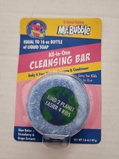 Original Mr Bubble All-In-One 1.6 oz Cleansing Bar Soap Shampoo Blue Body Face