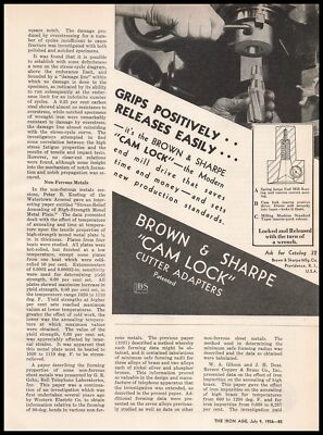 1936 Browne & Sharpe Providence Rhode Island Cam Lock Cutter Adapters Print Ad