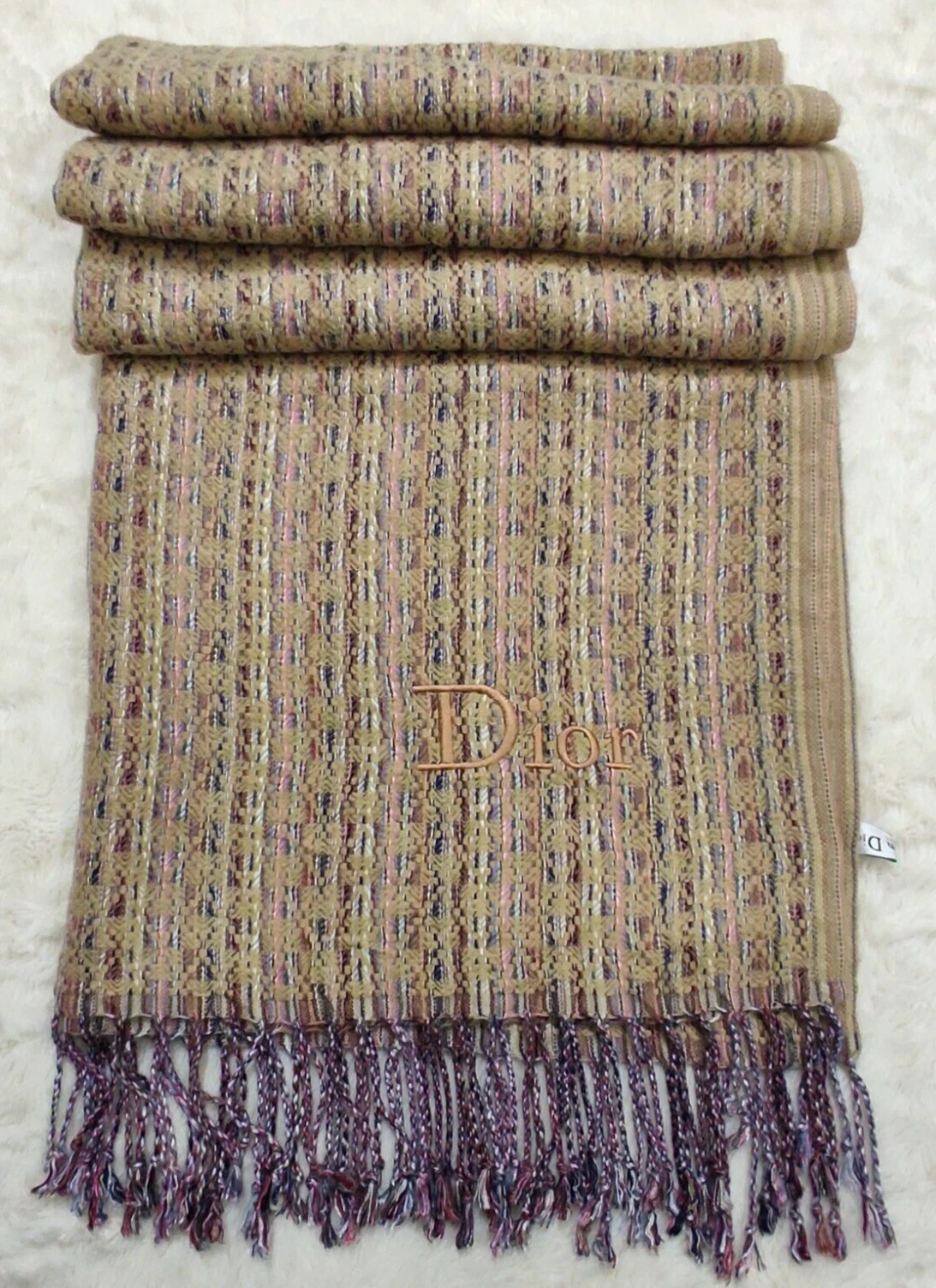 Christian Dior écharpe écharpe châle étole authentique logo Dior cachemire hiver laine Italie