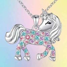 Stainless Steel Unicorn Pony Horse Pendant Necklace - Fashion Jewelry Kids