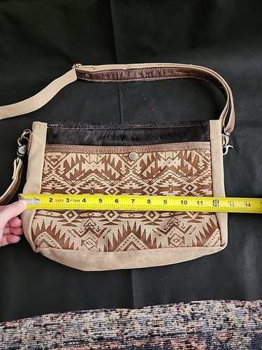 Hopofly Tan Geometric Canvas Messenger Crossbody Bag Purse Southwest Style - Picture 6 of 9