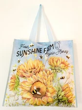Sunshine Farm Tote Bag Reusable Bees Organic Honey Sunflowers Homegoods Shopping