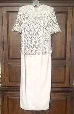 KAREN MILLER, NEW YORK BEIGE FORMAL DRESS, SIZE 8, EUC