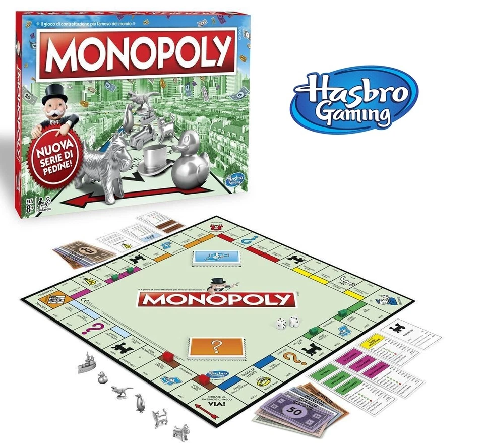 Monopoly rettangolare Monopoli classico in Italiano Hasbro Gaming -nuovo-Italia - Immagine 2 di 4