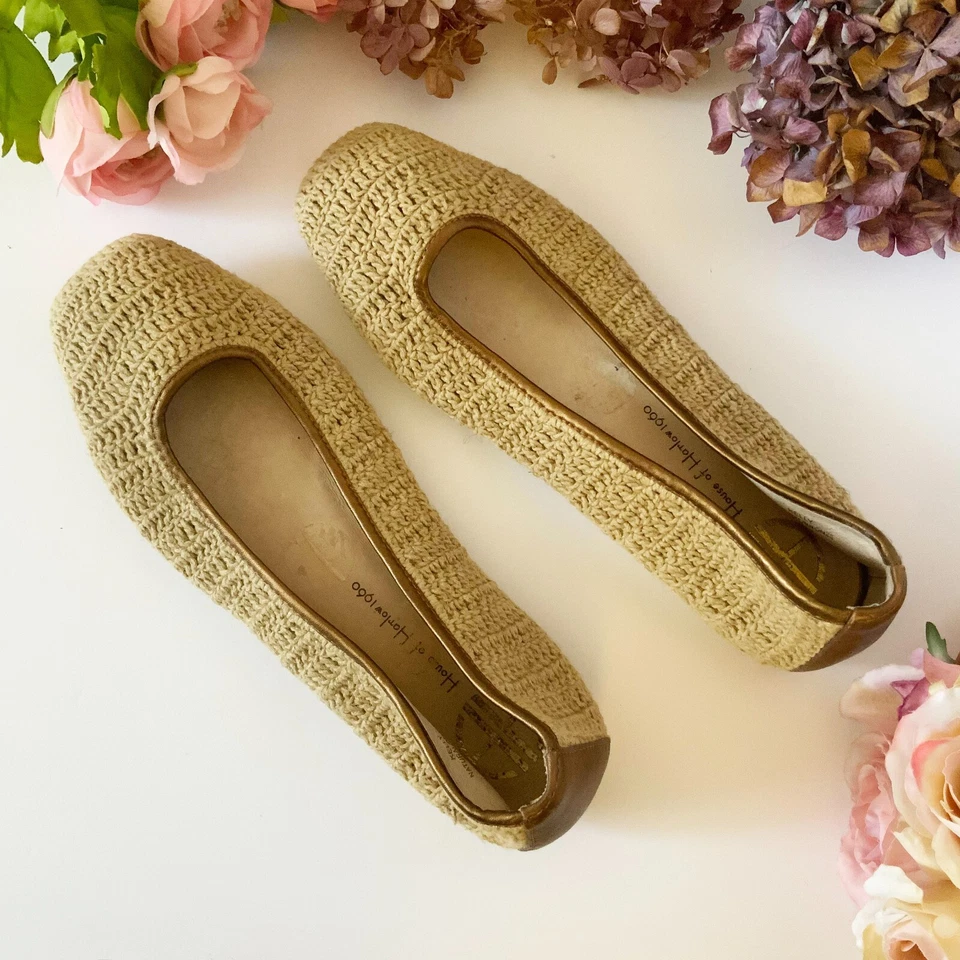 HOUSE OF HARLOW 1960 KELLY Natural and Bronze size 38.5 Flat Shoes Foto 4 de 4