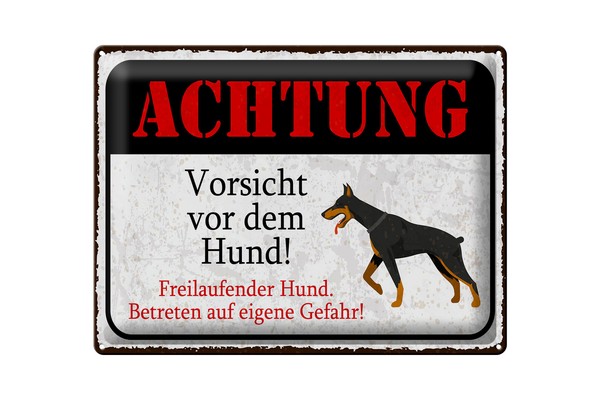 Blechschild Hinweis 30X40 Cm Achtung Vorsicht Vor Dem Hund Deko Schild-image