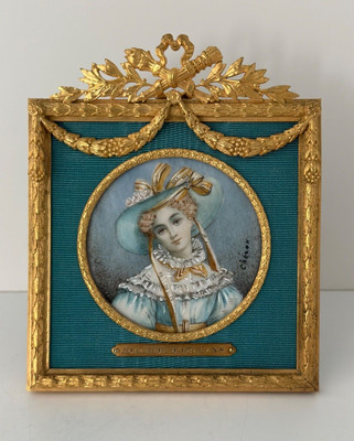 A  CIRCA 1880 4 1/4 ''X 5 1/8 SIGNED CHERON PORCELAIN OF ADELAIDE D'ORLEANS