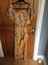 Dress River Island Yellow Print Floral Size UK4 Petites NWT (RRP £75) **SALE** 