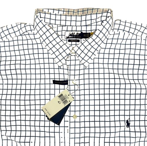 Polo Ralph Lauren Shirt Men M Blue Button Up Short Sleeve Flesh