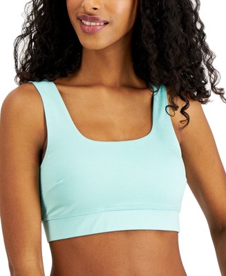 MSRP $25 Jenni Women's Square-Neck Bralette, Aqua Gloss Size Large