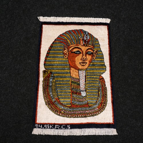 Seidenteppich Ägypten 44 x 30 cm Pharao Tutanchamun Orient teppich Handgeknüpft - Zdjęcie 1 z 14